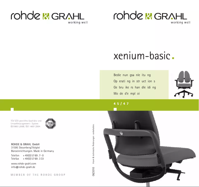 Page 1 de la notice Manuel utilisateur Rohde & Grahl Xenium Basic