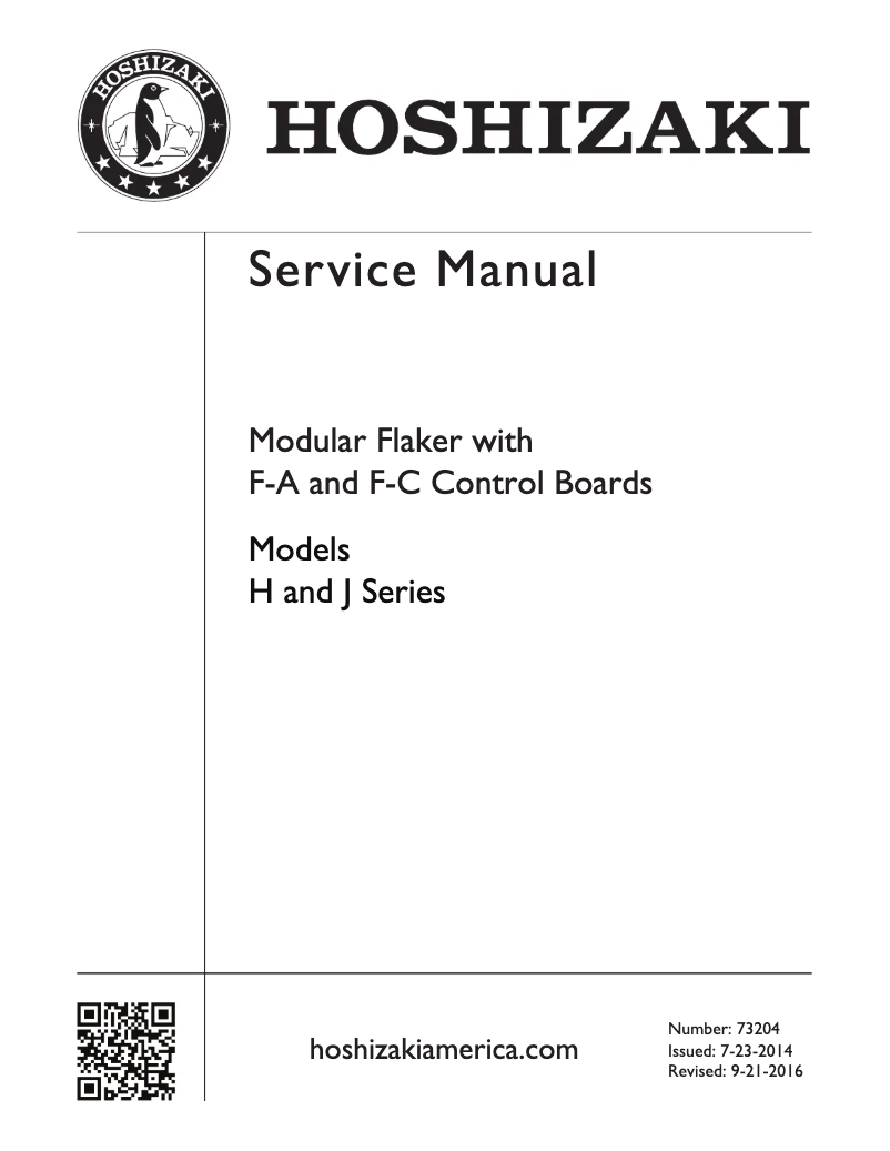 Page 1 de la notice Manuel utilisateur Hoshizaki F-1002MAJ