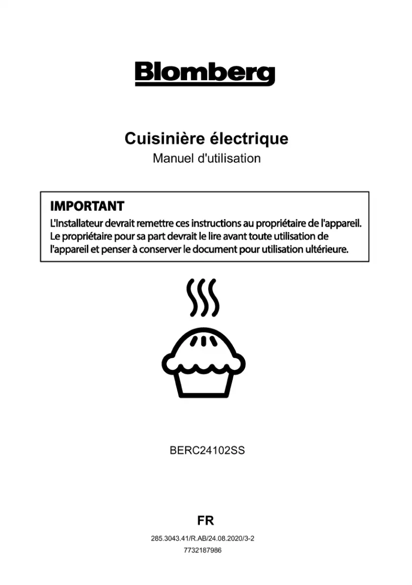 Page 1 de la notice Manuel utilisateur Blomberg BERC24102SS