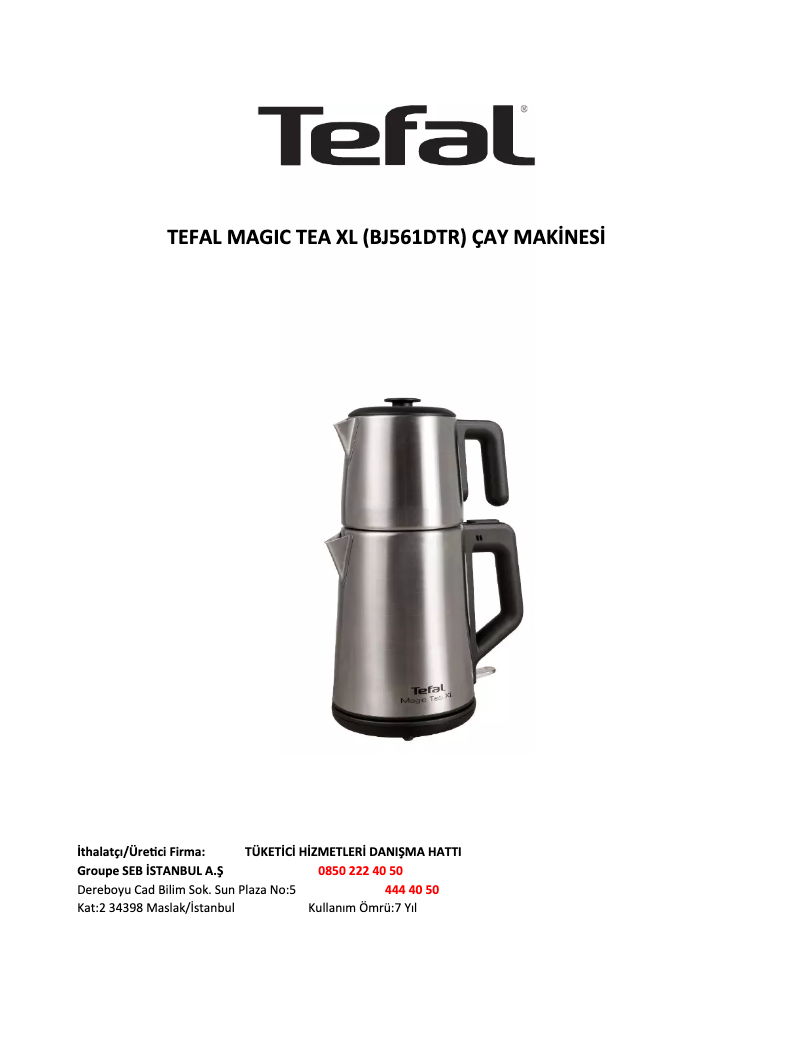 Page 1 de la notice Manuel utilisateur Tefal Magic Tea XL BJ561DTR