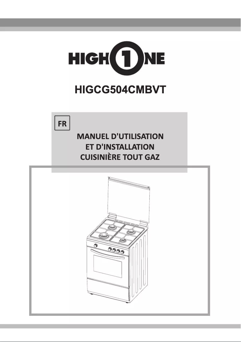 Page 1 de la notice Manuel utilisateur High One HIG CG504CM BVT
