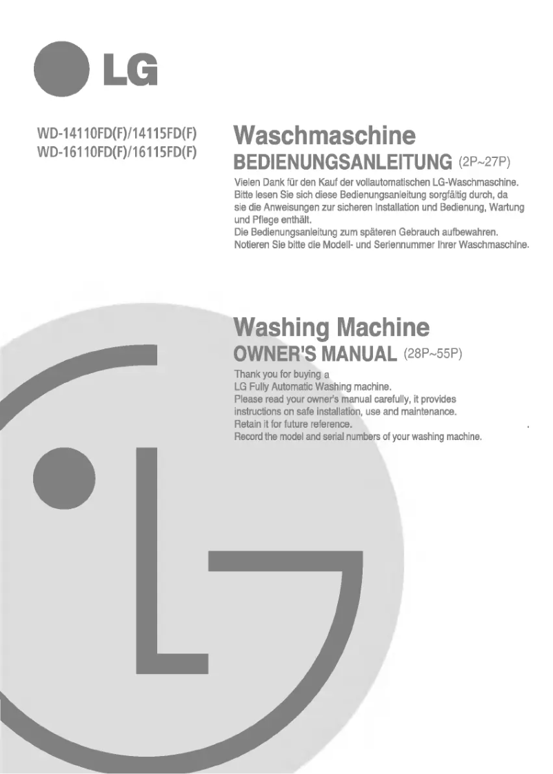 Page n°1 - Manuel utilisateur LG WD-14110FDF