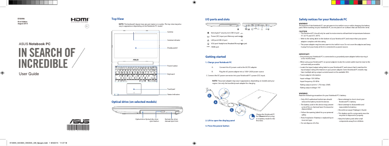 Page n°1 - Manuel utilisateur Asus X553SA