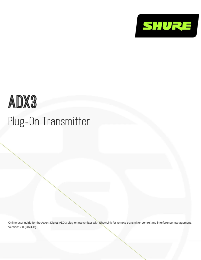 Page n°1 - Manuel utilisateur Shure ADX3