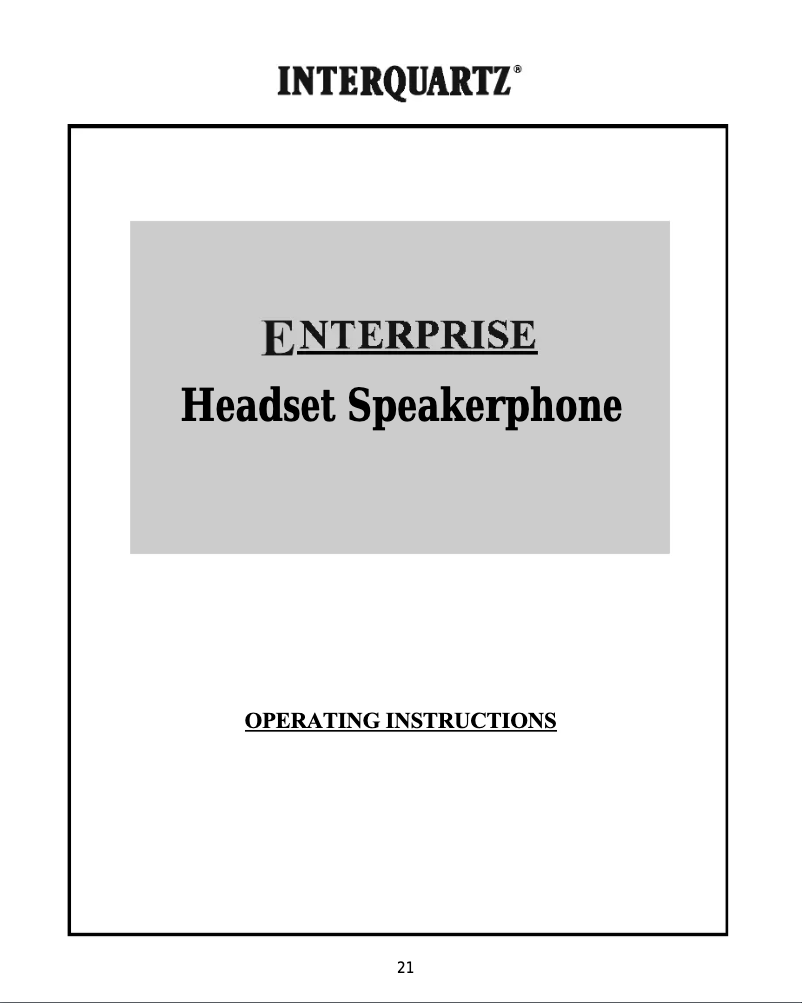 Page 1 de la notice Manuel utilisateur Interquartz 98393H05