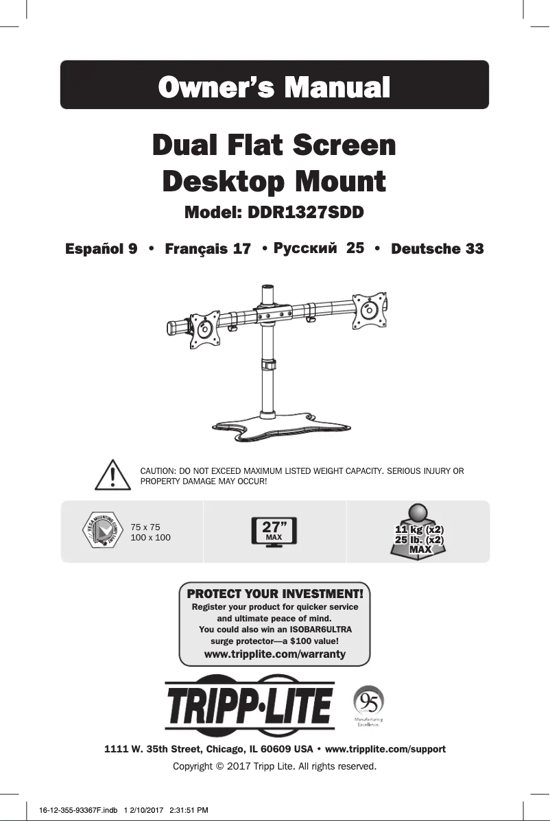 Page 1 de la notice Manuel utilisateur Tripp Lite DDR1327SDD