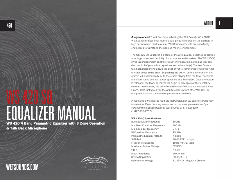 Page 1 of the manual User Manual Wet Sounds WS 420 SQ