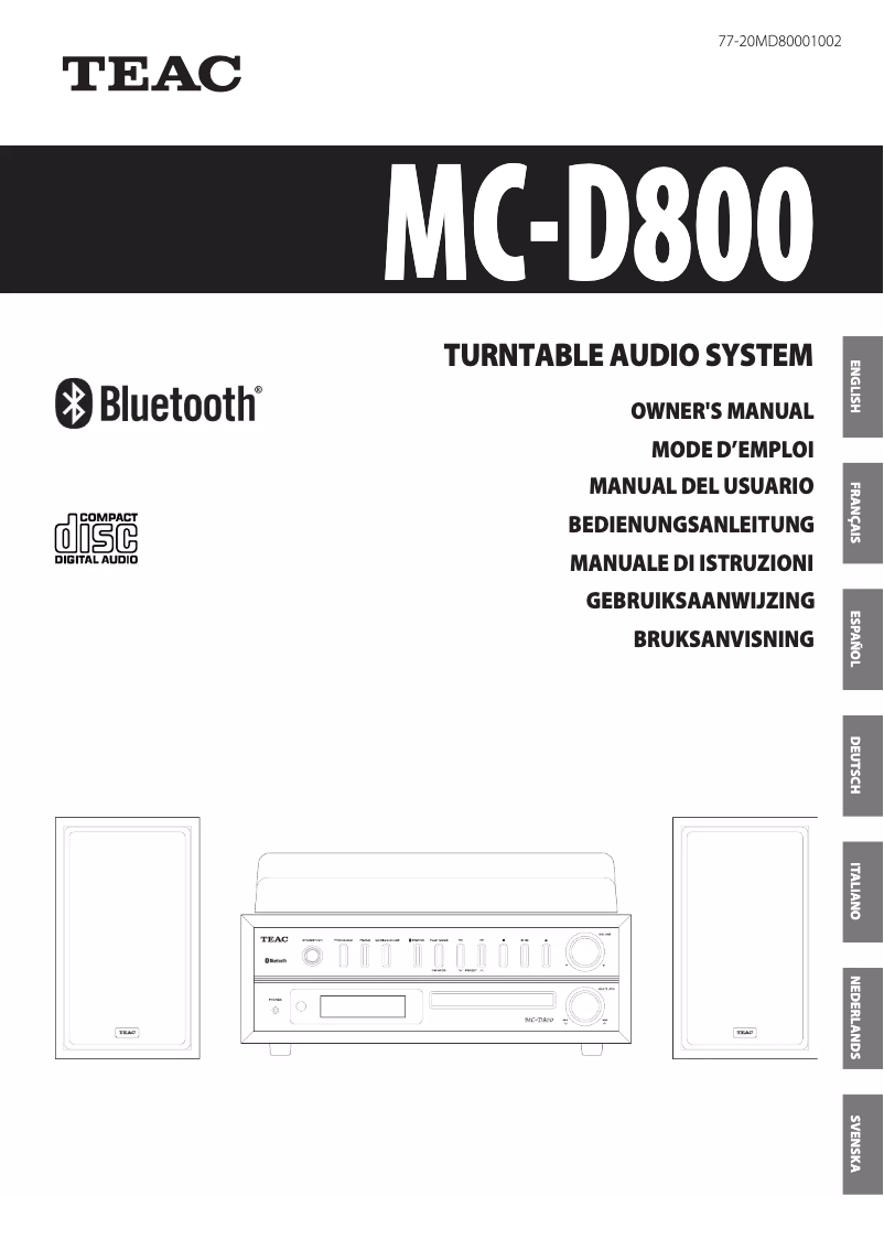Page n°1 - Manuel utilisateur Teac MC-D800