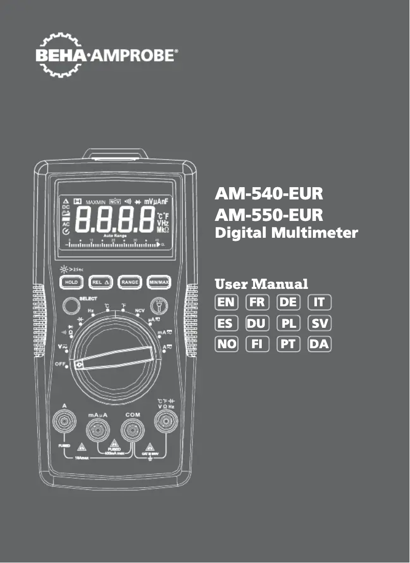 Page 1 de la notice Manuel utilisateur Beha-Amprobe AM-550-EUR