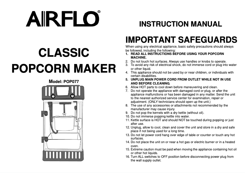 Page 1 de la notice Manuel utilisateur Ovation POP077