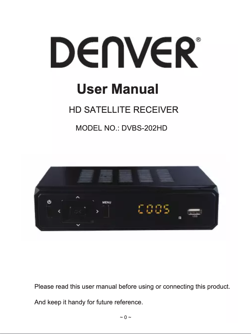 Image de la première page du manuel de l'appareil DVBS-202HD