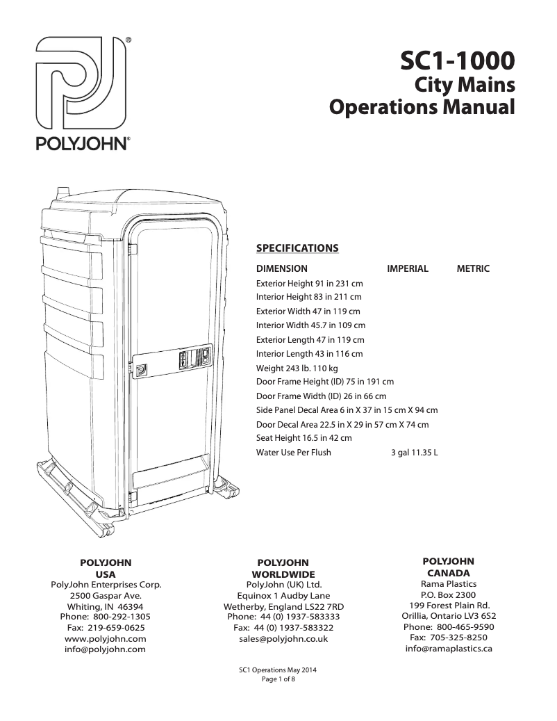 Page n°1 - Manuel utilisateur PolyJohn SC1-1011