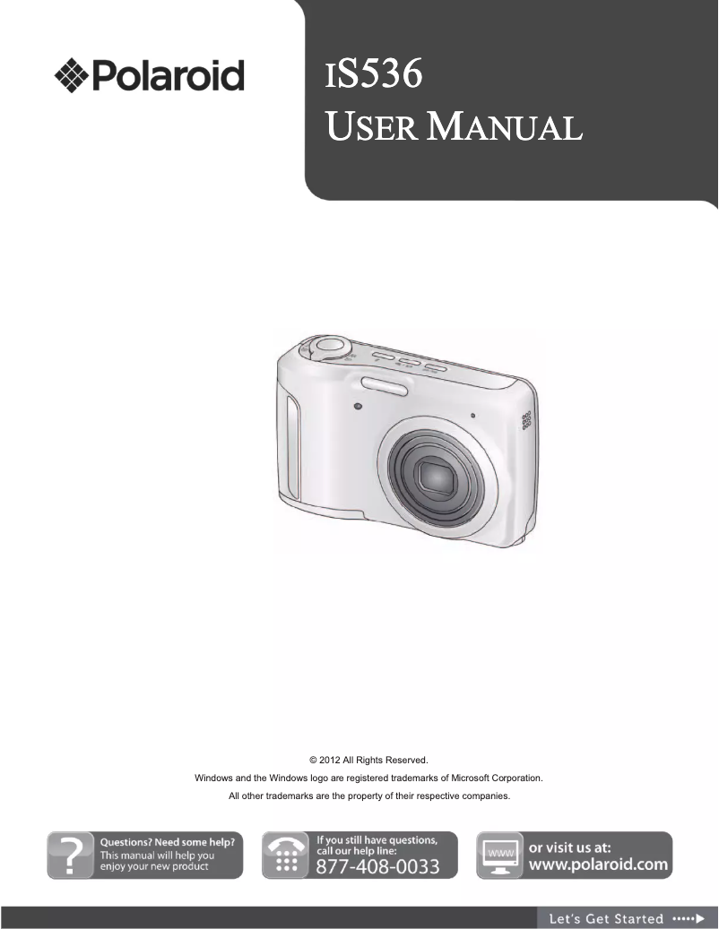 Page 1 de la notice Manuel utilisateur Polaroid IS536