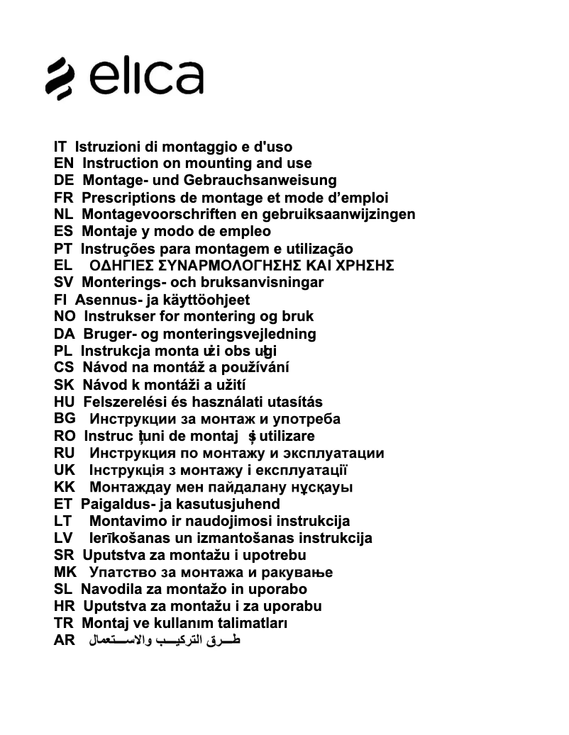 Page 1 de la notice Manuel utilisateur Elica MISSY PB IX/A/90