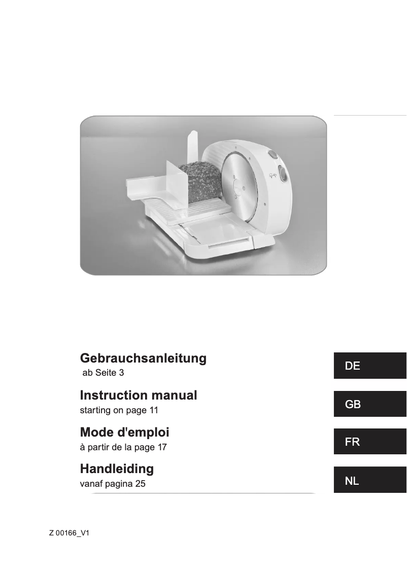 Page 1 de la notice Manuel utilisateur Gourmetmaxx Z 00166