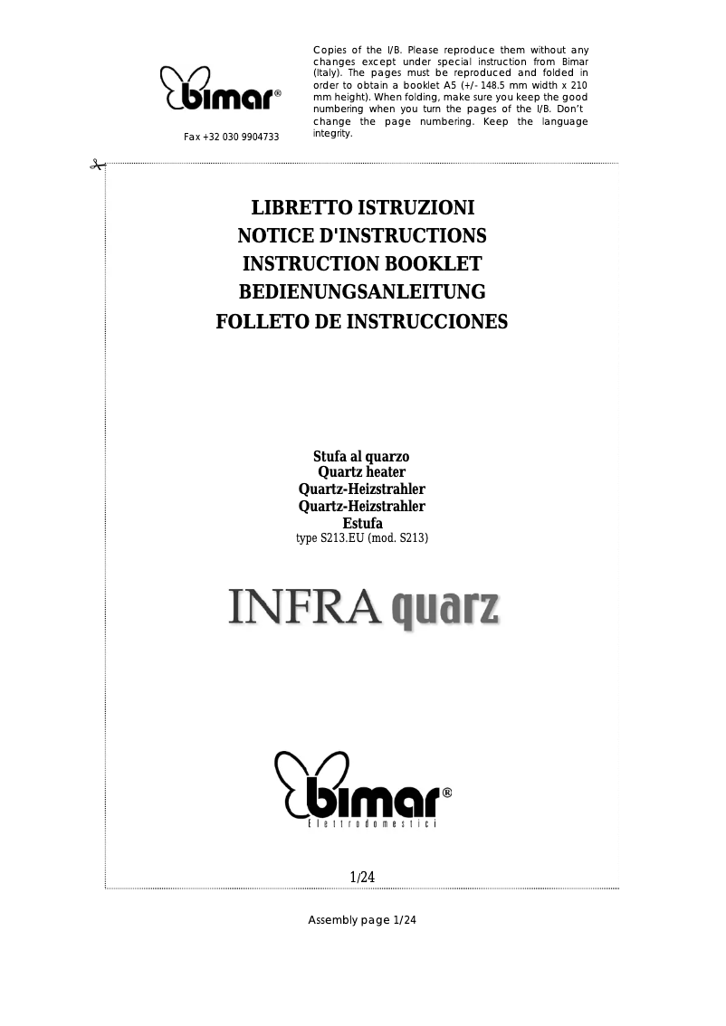 Image de la première page du manuel de l'appareil S213.EU