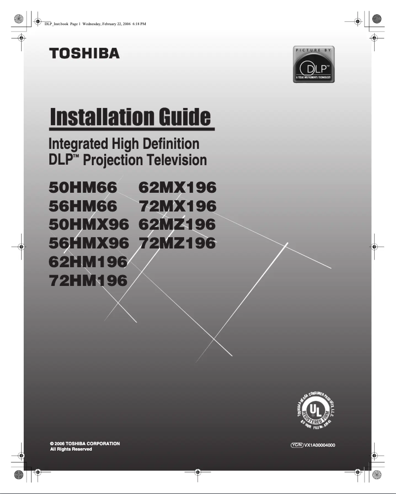 Page n°1 - Manuel utilisateur Toshiba 62HM196