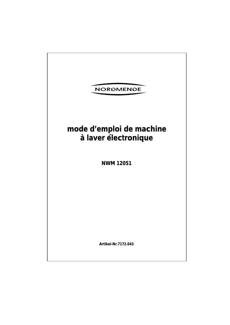 Page n°1 - Manuel utilisateur Nordmende NWM12051