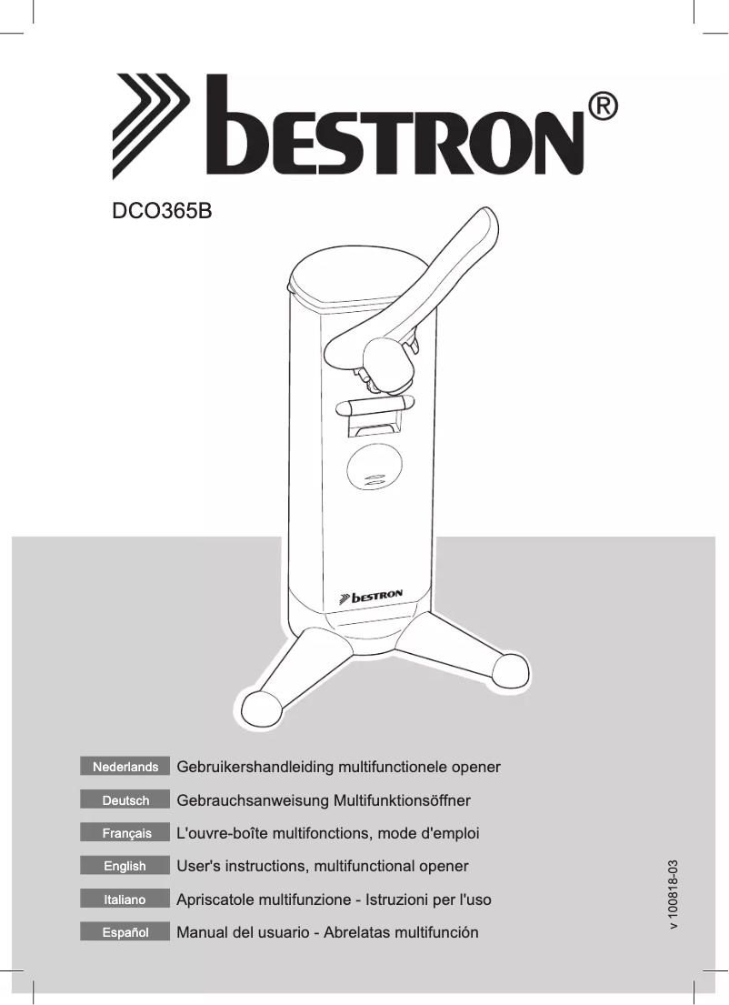 Page 1 de la notice Manuel utilisateur Bestron DCO365B