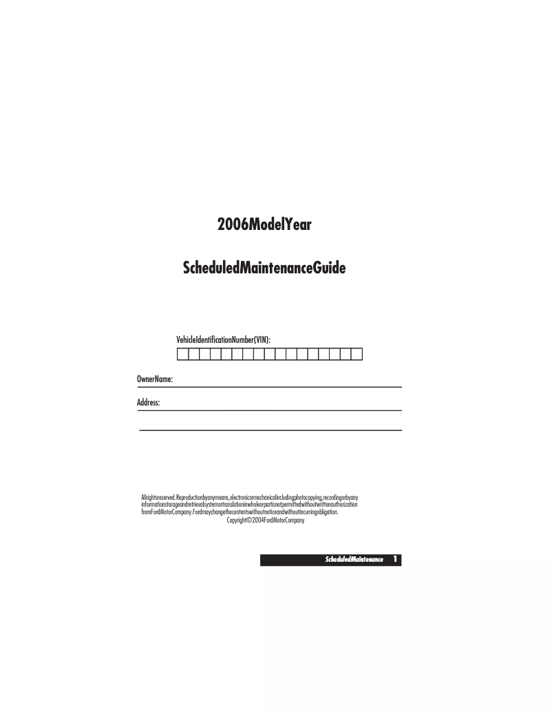 Page n°1 - Manuel d'utilisation et d'entretien Ford Expedition (2006)