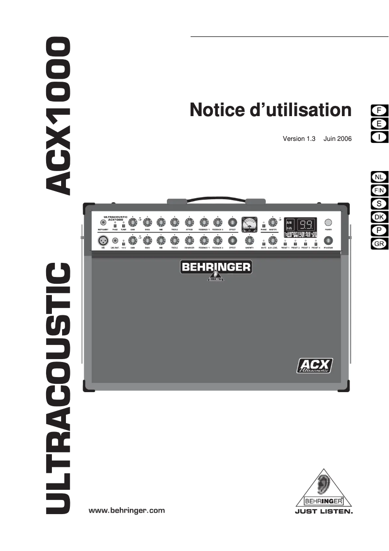Image de la première page du manuel de l'appareil Ultracoustic ACX1000