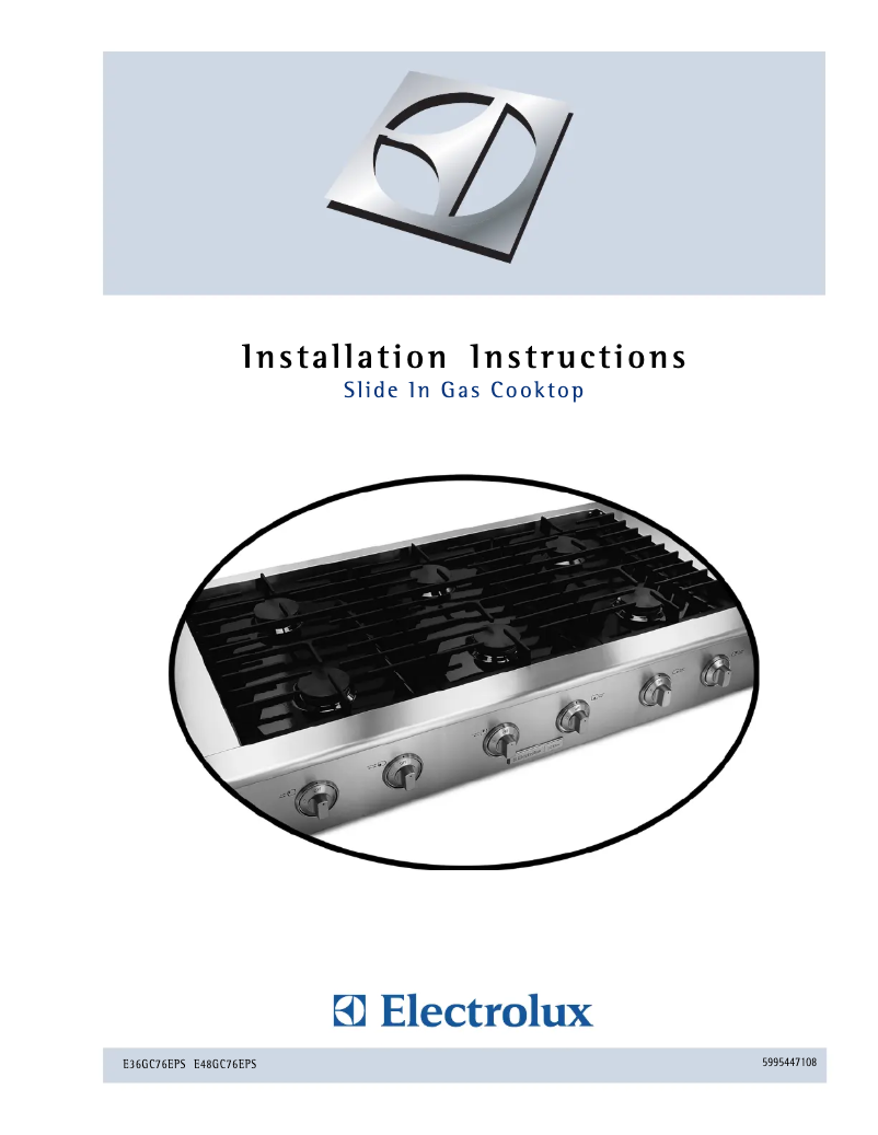 Page 1 de la notice Guide d'installation Electrolux E48GC76EPS