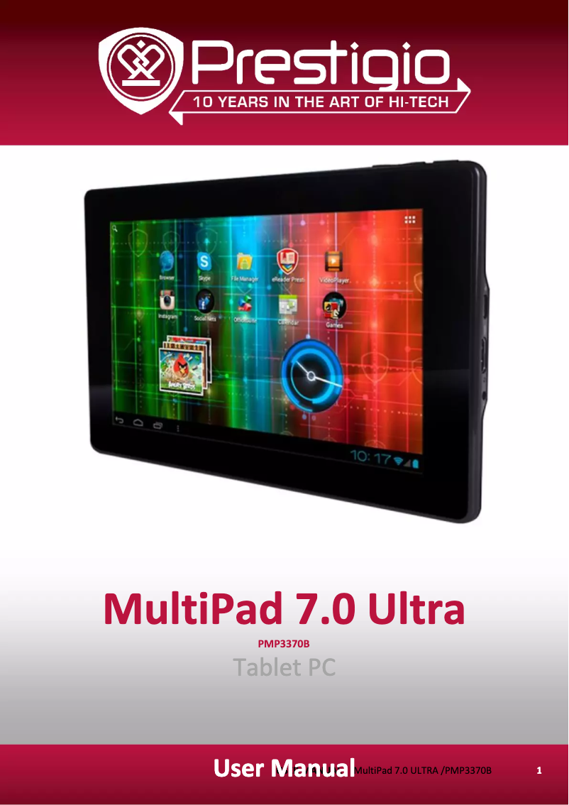 Page n°1 - Manuel utilisateur Prestigio MultiPad 7.0 Ultra PMP3370B