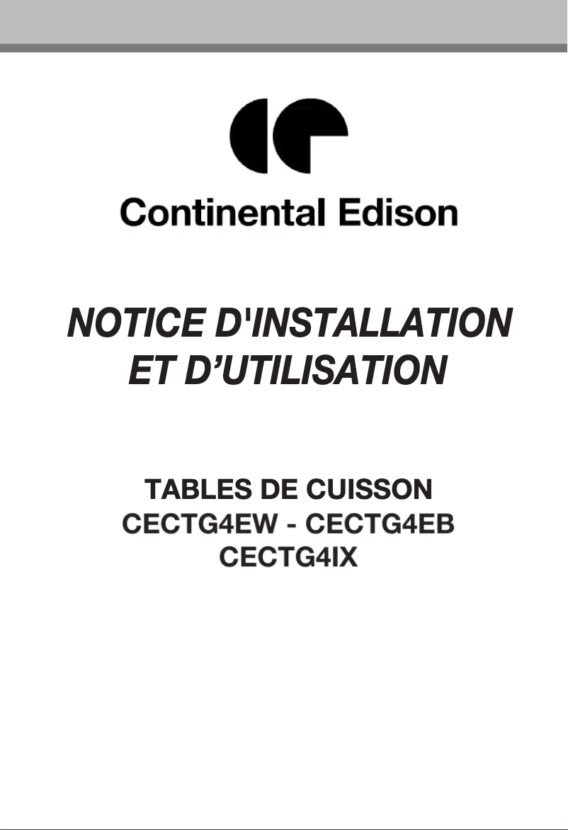 Page n°1 - Manuel utilisateur Continental Edison CECTG4M