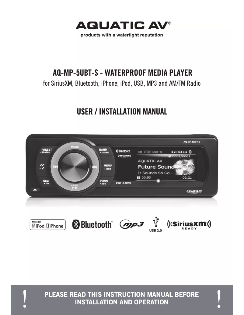 Image de la première page du manuel de l'appareil AQ-MP-5UBT-S