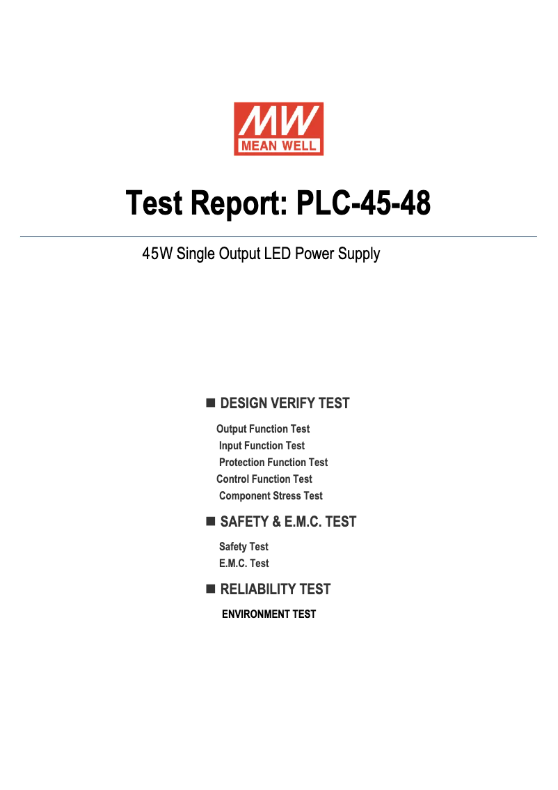 Page n°1 - Fiche technique Mean Well PLC-45-48
