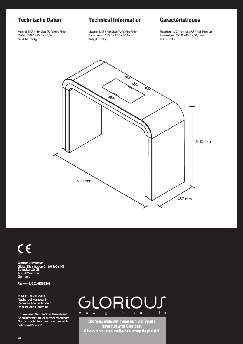 Page 1 de la notice Manuel utilisateur Glorious Session Cube XL
