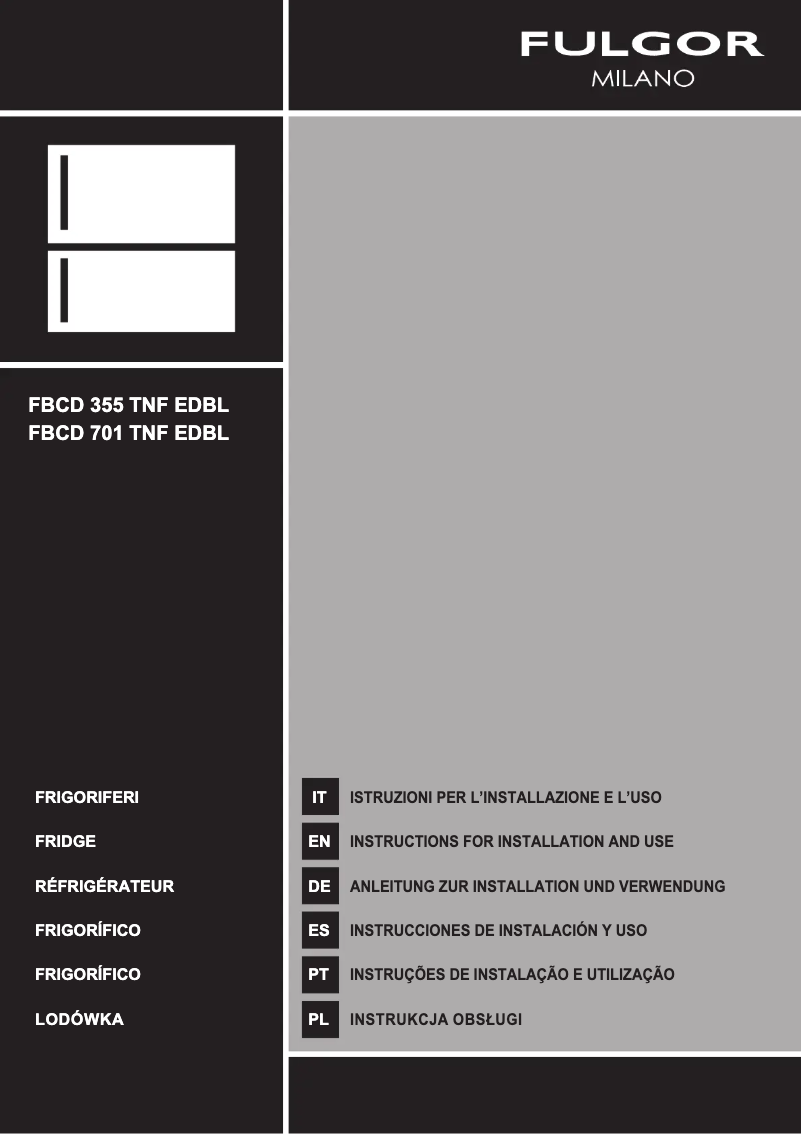 Page n°1 - Guide d'installation Fulgor Milano FBCD 701 TNF EDBL