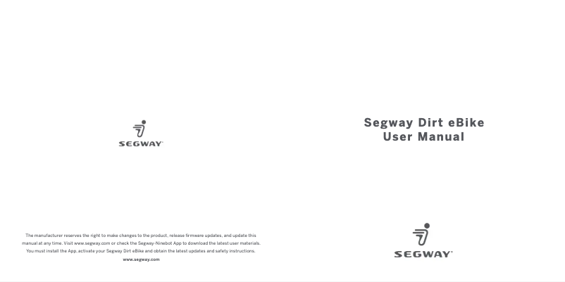 Page 1 de la notice Manuel utilisateur Segway Dirt eBike