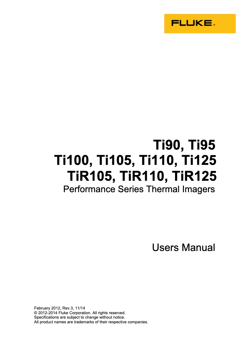 Page n°1 - Manuel utilisateur Fluke TiR105