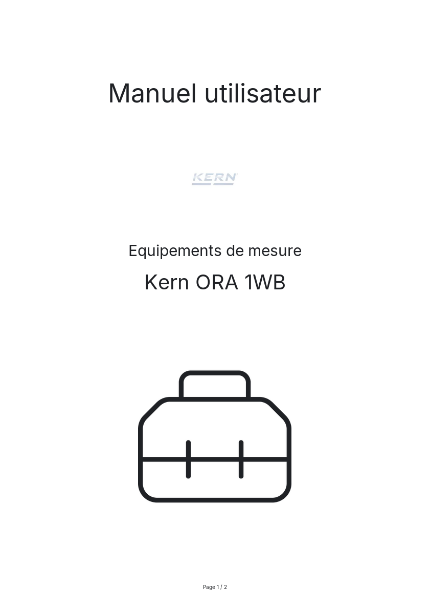Page n°1 - Manuel utilisateur Kern ORA 1WB