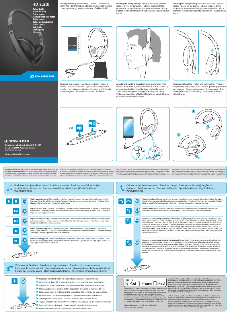 Page n°1 - Manuel utilisateur Sennheiser HD 2.30i
