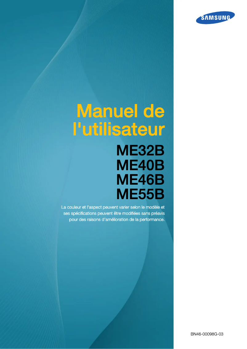 Page 1 de la notice Manuel utilisateur Samsung SyncMaster ME55B