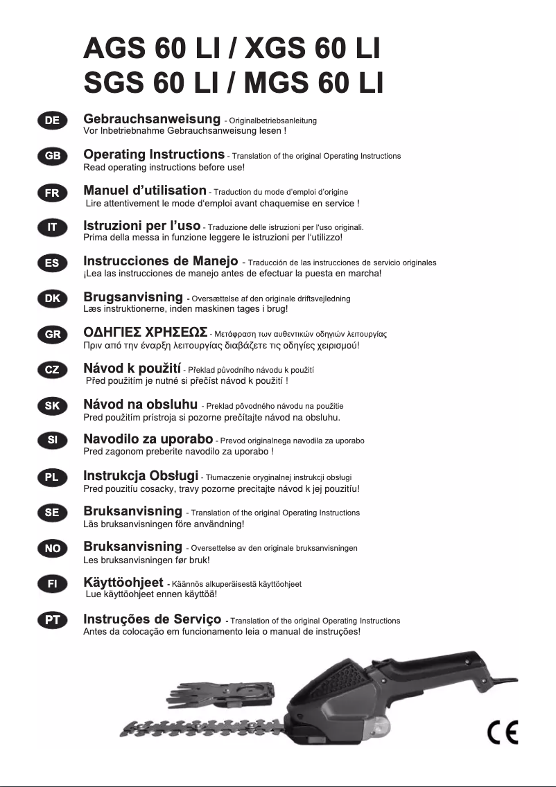 Page 1 de la notice Manuel utilisateur Alpina AGS 60 LI