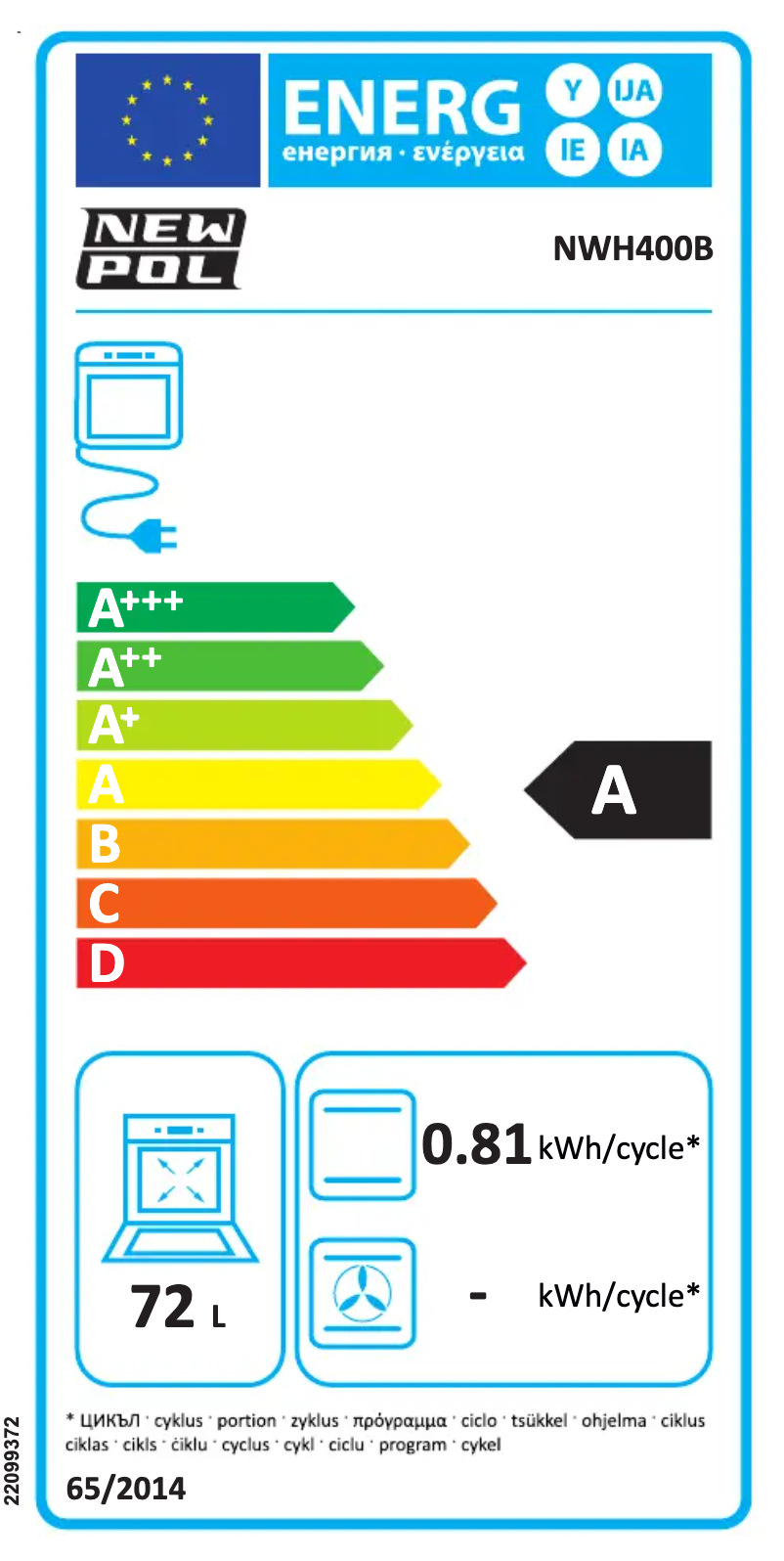 Page n°1 - Label énergétique New Pol NWH400B