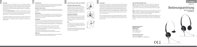 Page n°1 - Manuel utilisateur freeVoice SoundPro 320 Mono