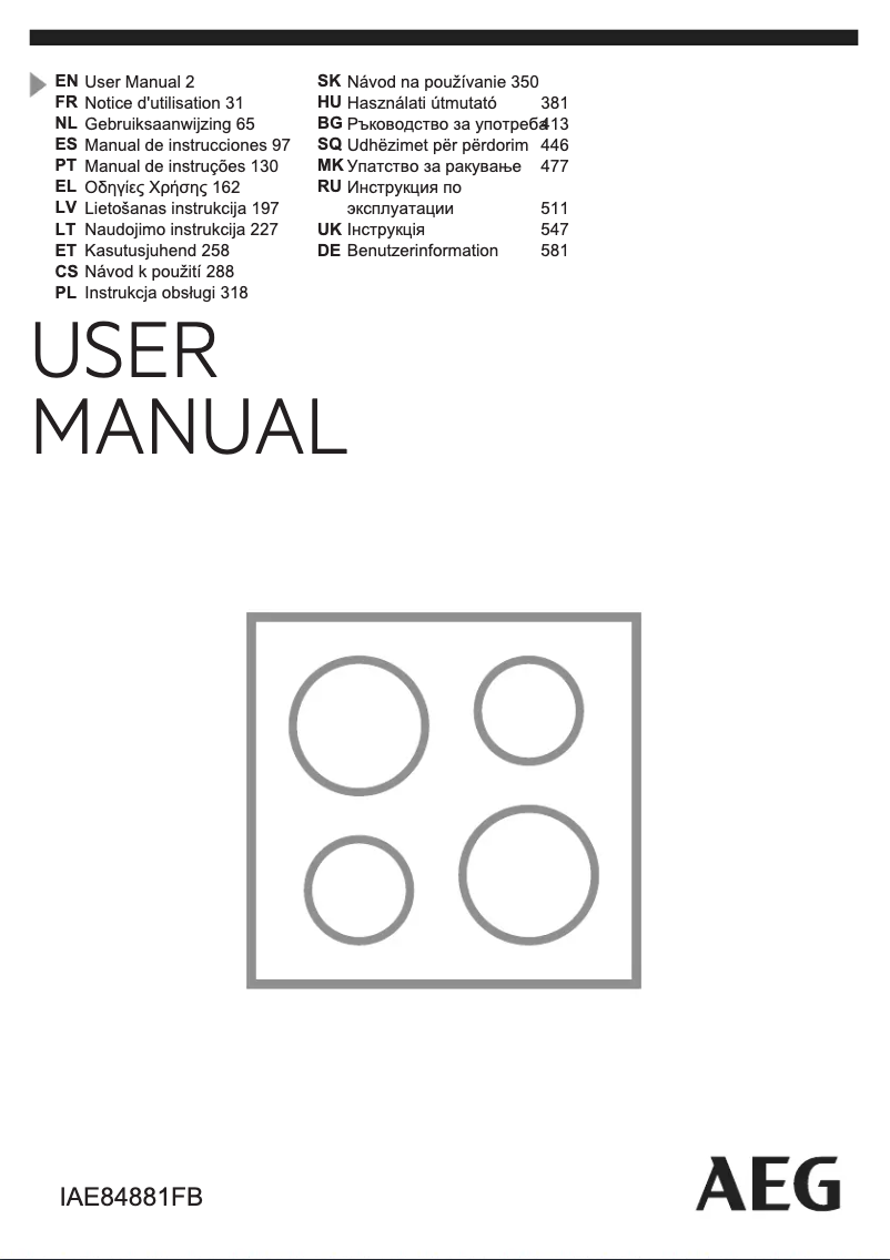 Page 1 de la notice Manuel utilisateur AEG IAE84881FB