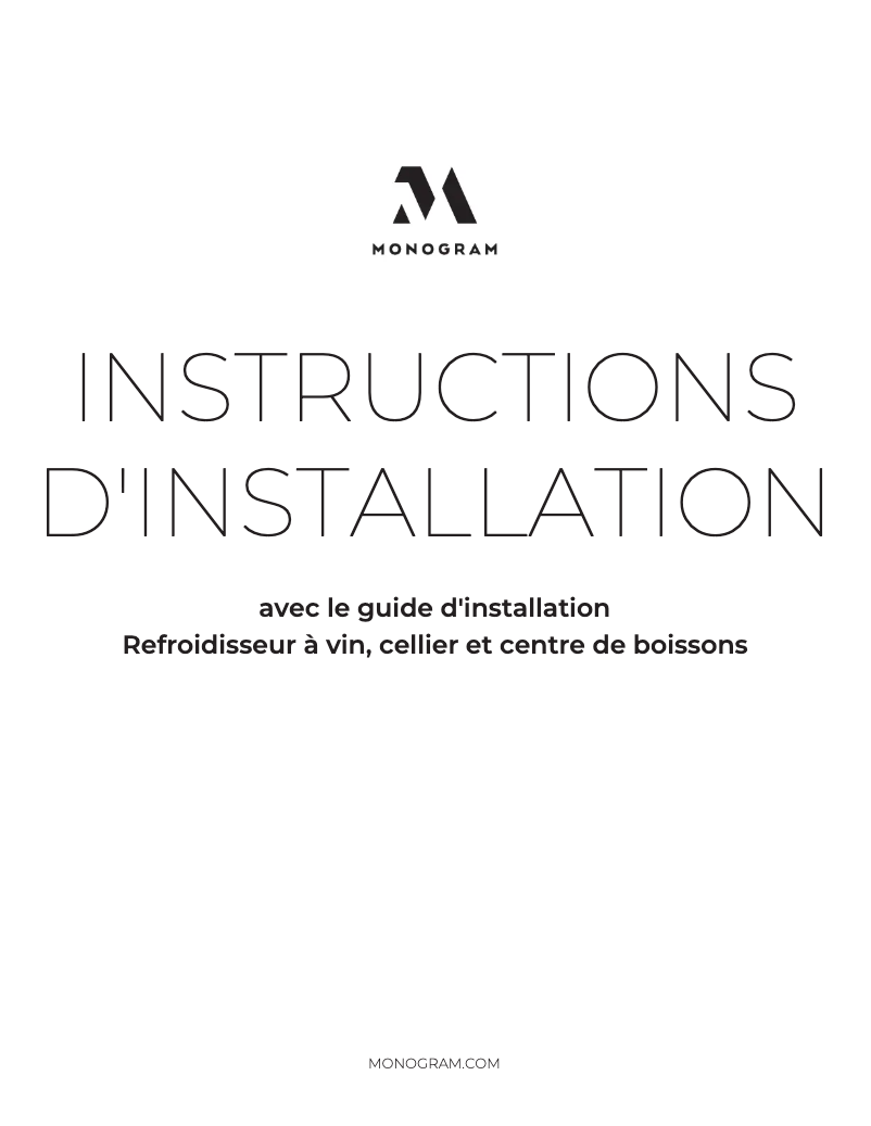Page 1 de la notice Guide d'installation Monogram ZDWI240HII