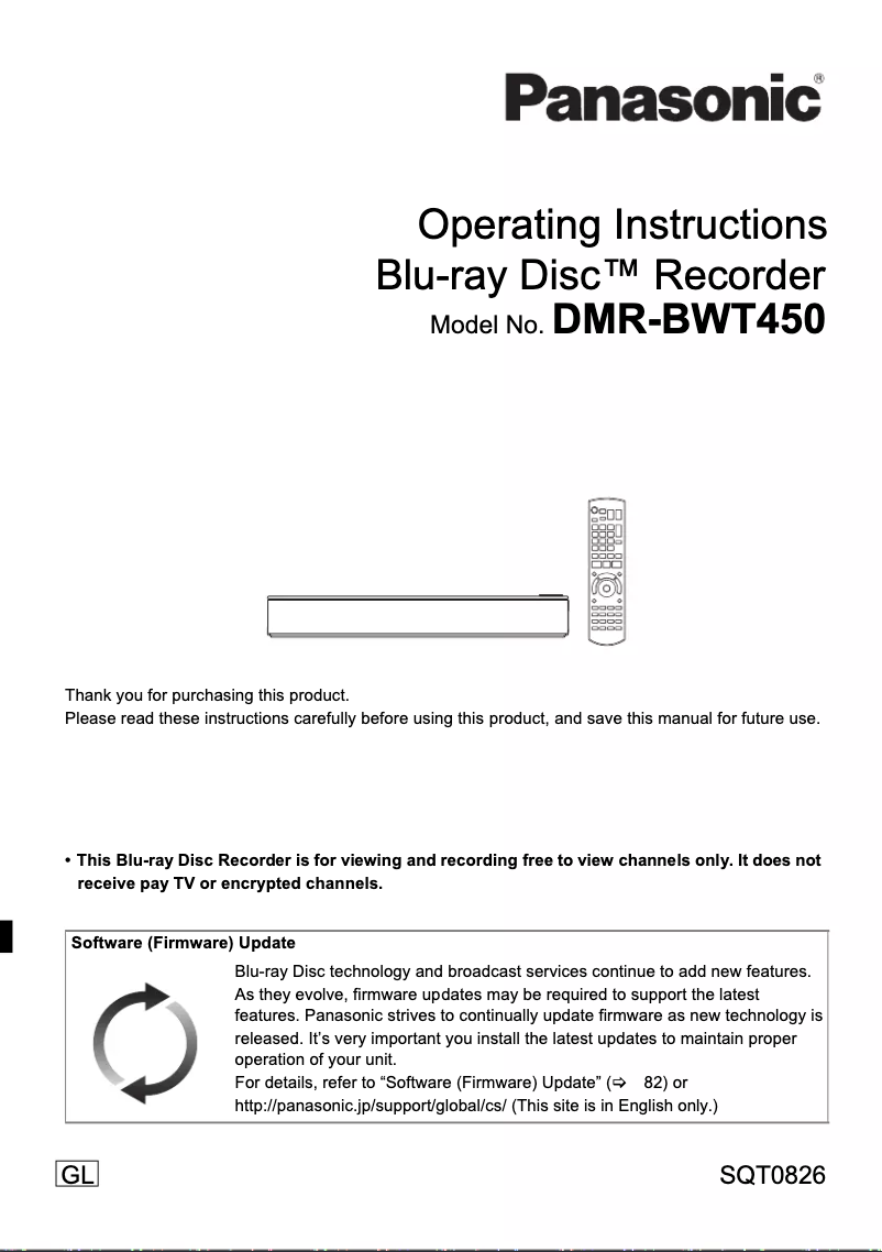 Page 1 de la notice Manuel utilisateur Panasonic DMR-BWT450