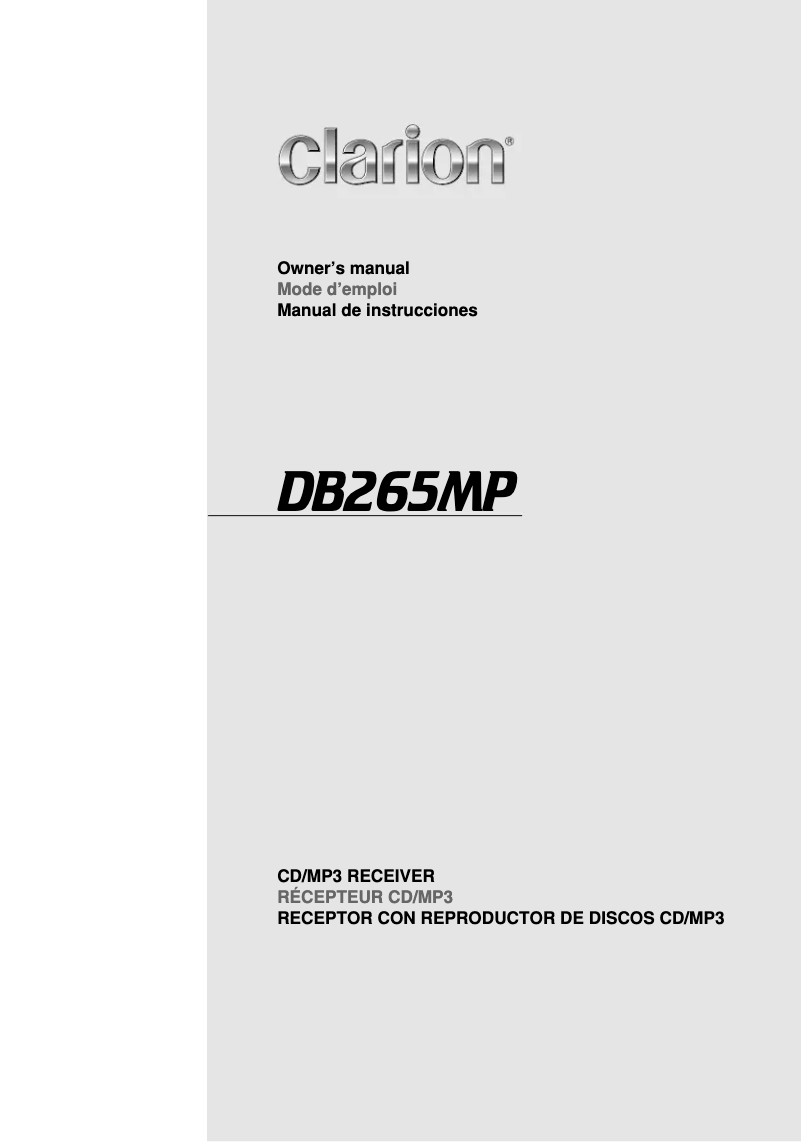 Page n°1 - Manuel utilisateur Clarion DB265MP