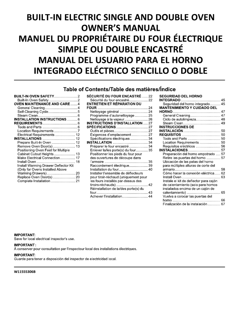 Image de la première page du manuel de l'appareil MOES6030LZ