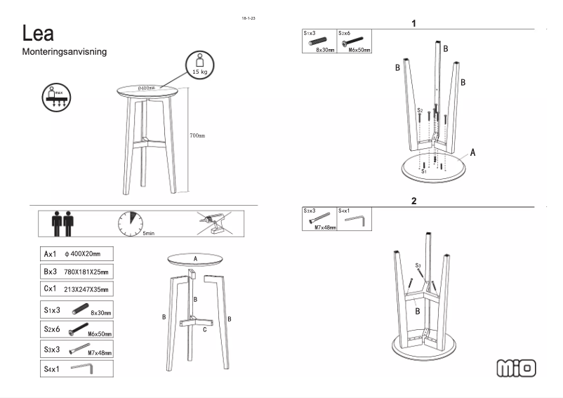 Page 1 de la notice Manuel utilisateur Mio Lea