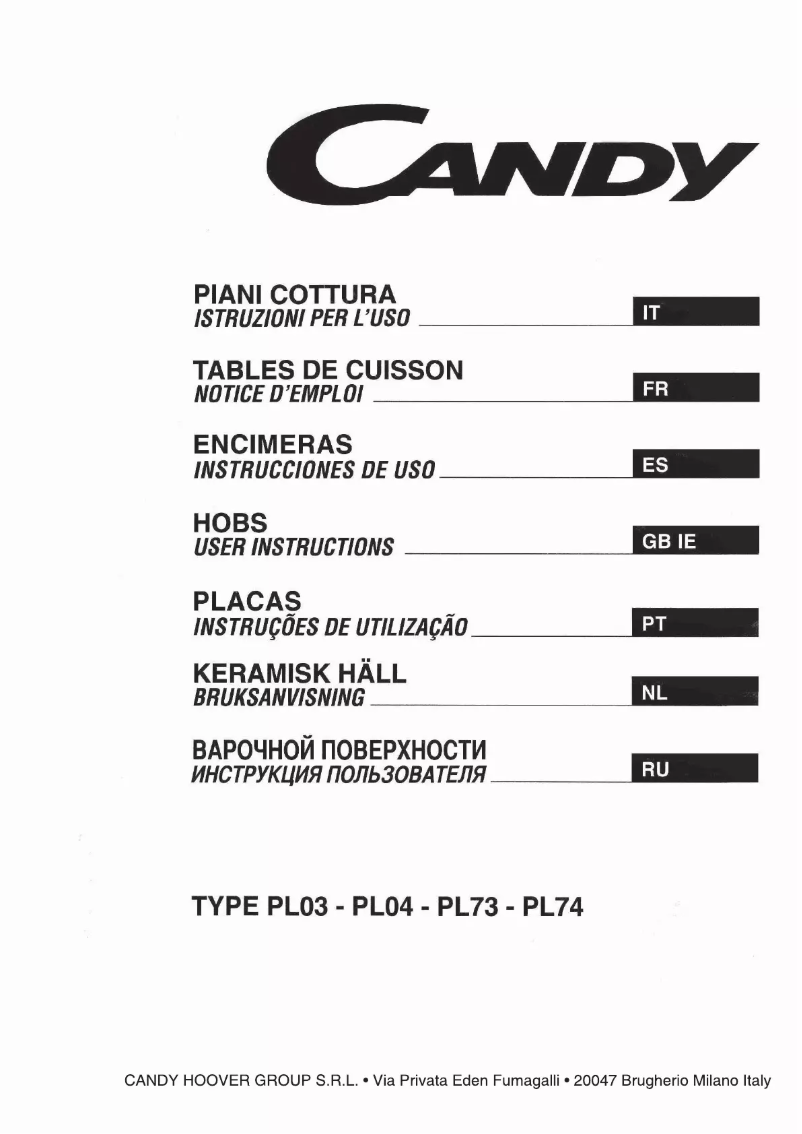 Page n°1 - Manuel utilisateur Candy PGC 750SQAV