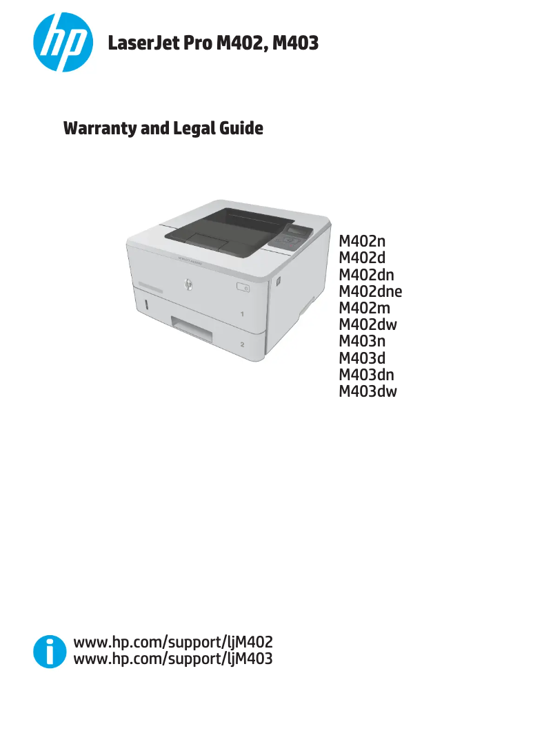 Image de la première page du manuel de l'appareil LaserJet Pro M402