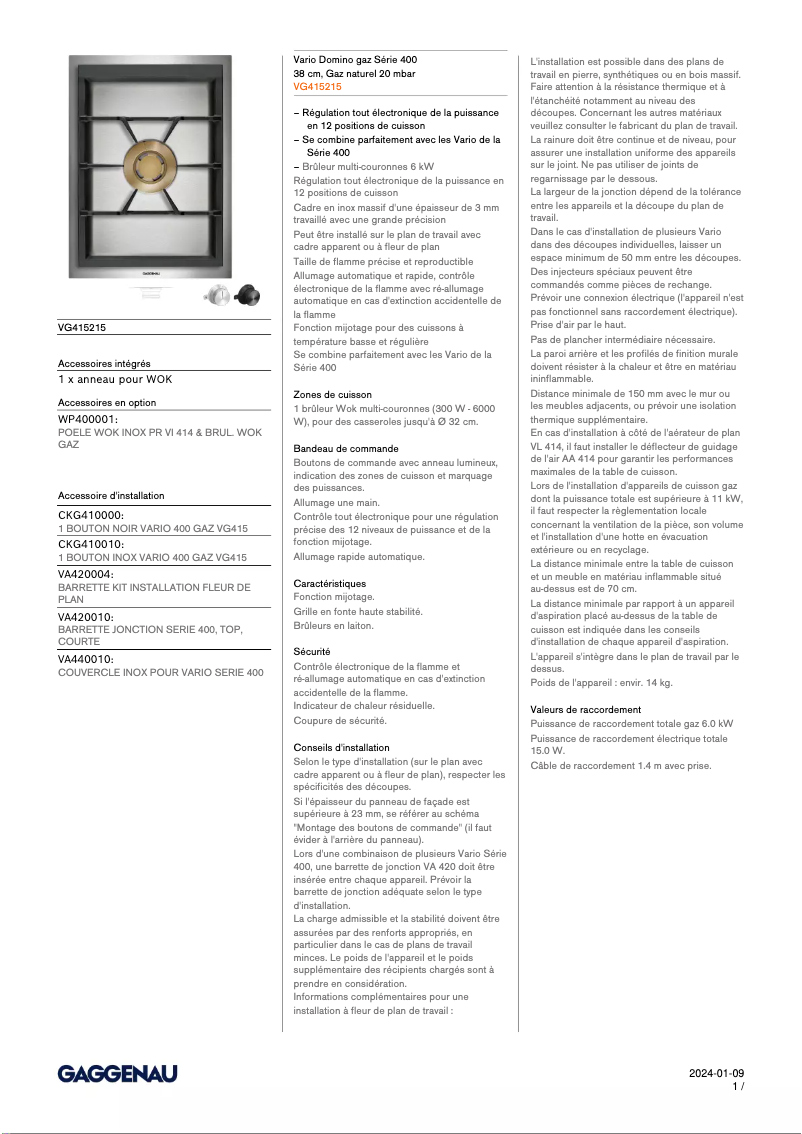 Imagen de la primera página del manual del dispositivo VG415215