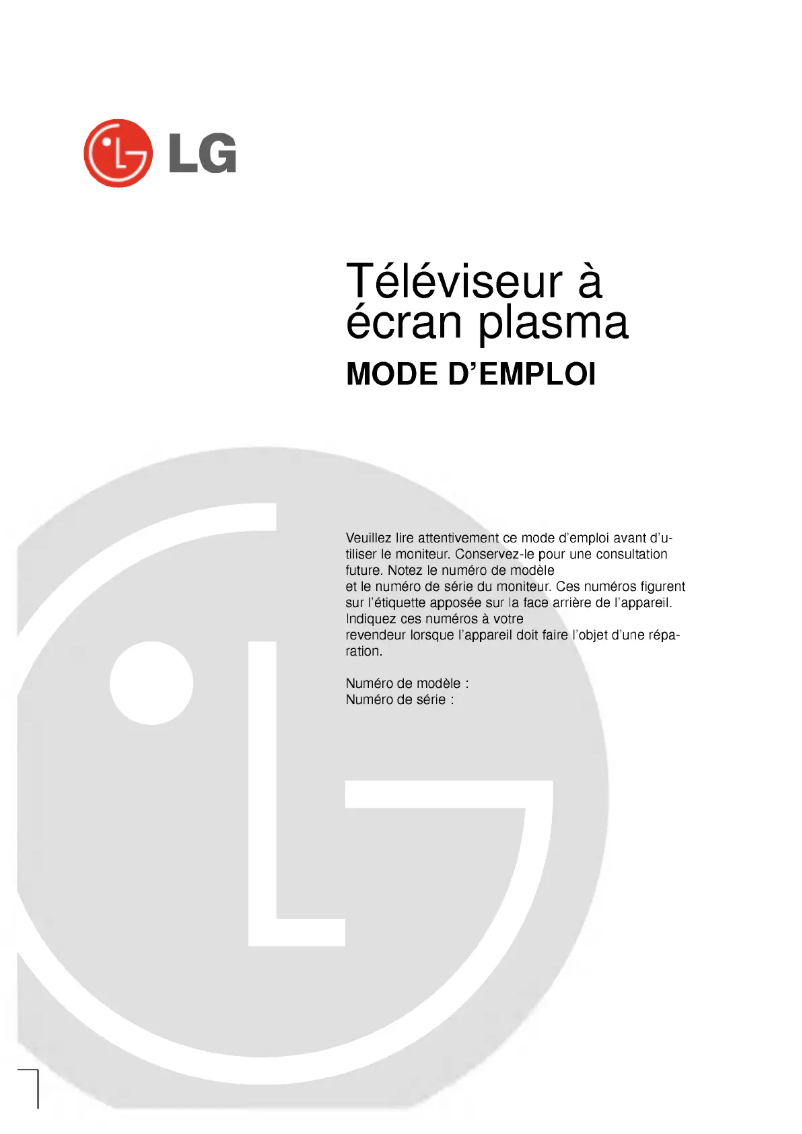 Page n°1 - Manuel utilisateur LG RZ-60PY10